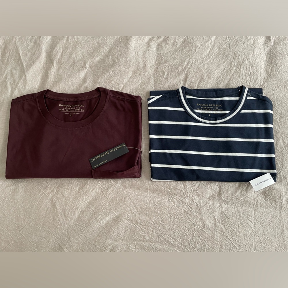 Banana Republic Men’s Short Sleeve Supima Cotton Tees (qty 2), Size L, NWT